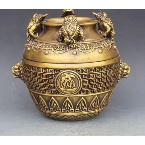 Frasco dorado de latón de la suerte clásica de China de estilo antiguo exquisito