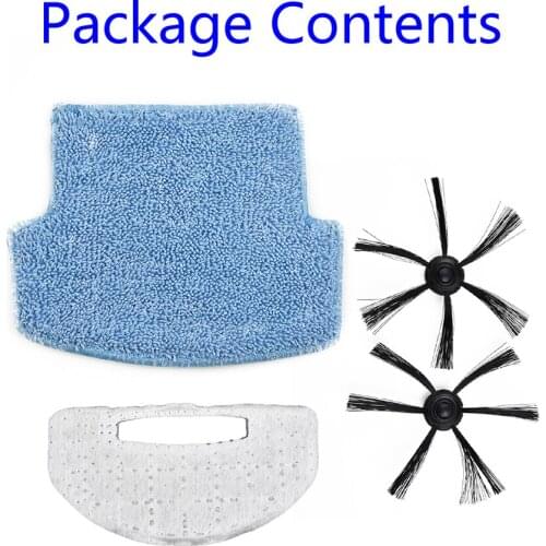 1*Mop Cloth+1*Filter+2*Side Brushes For Isweep S320 Home Floor Sweepers Vacuum Cleaner Part