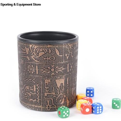 1 pc Egyptian pattern Brown Leather Rune Dice Cup customize Good Quality Marbit