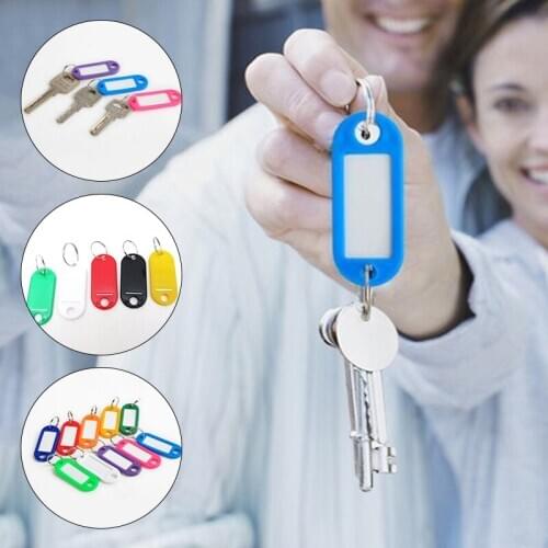 1Pcs Plastic Keychain Key Tags Id Label Name Tags With Split Ring For Baggage Key Chains Key Rings