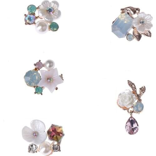 10PCS Flower Rhinestone Buttons For Wedding Decoration Vintage Buttons Apparel Sewing Pearl Hairpin DIY Jewelry Craft