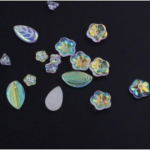 10pcs New Fashion Glass Crystal elegant pendant Ab Color Leaf Flower Shape Earrings For Women Girl Diy ear Jewelry Accessories