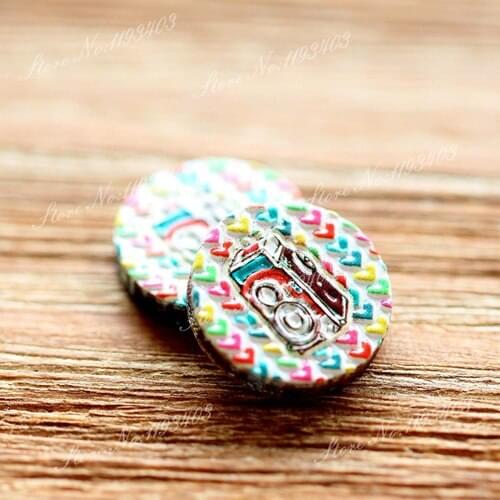 10pcs Unique 3D Embossed 16mm Round Coloured Drawing pattern Laser Cut wood Cabochon DIY for Rings, Earring,Brooch,Necklace