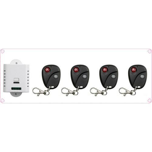 2017 New 85V 110V 120V 220V 250V 10A 1CH RF wireless remote control switch System, 4 X Transmitter + 1 X Receiver,315/433 MHZ