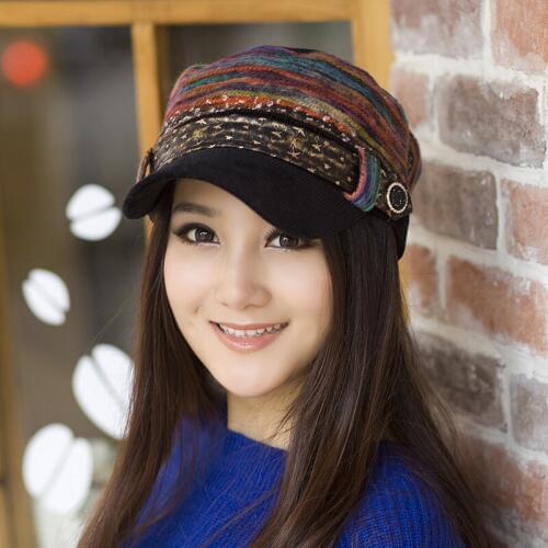 2019 Fashion Women Cotton Star Belt Decoration Baseball Cap Casual Ladies Visor Outdoor Thick Warm Autumn Winter Feminino Hats