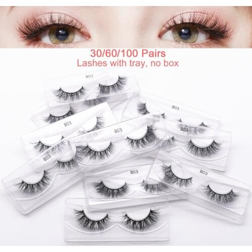 30 pairs Lashes in Tray no box Wholesale 3D Mink Eyelashes Natural Long Wispy False Eyelashes Cruelty free Paris Style Eyelashes