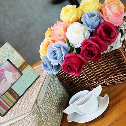 32cm Rose Artificial Silk Flower Short Plastic Branch for Party Home Living room Wedding Decoration Valentines Day