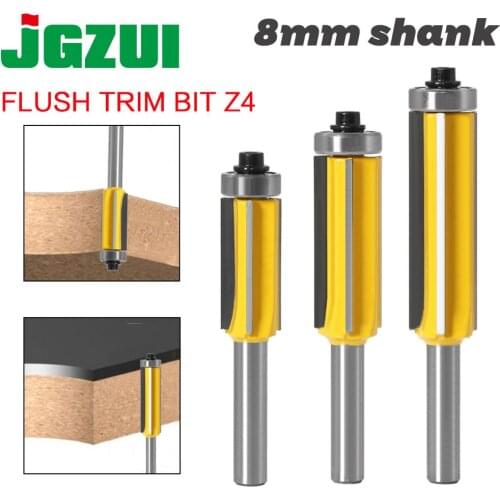 3pc 8mm Flush Trim bit Z4 Pattern Router Bit Top & Bottom Bearing Bits Milling Cutter For Wood Woodworking Cutters