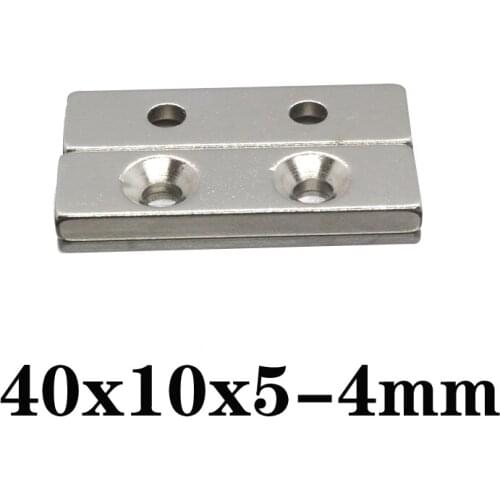 5~100pcs 40x10x5-5mm Power Magnetic 40x10x5mm 2 Hole 5mm Strong Square NdFeB Rare Earth Magnet N35 Neodymium Magnets 40*10*5-5mm