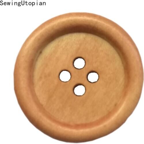 50PCS 25MM Round Wood Shape Apparel Sewing Wooden Buttons for Clothes Scrapbooking Decorative Button Handicraft DIY Accessories