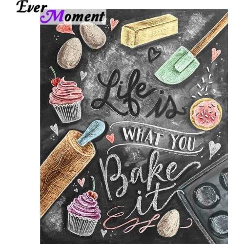 Life is What You Bake It Diamond Painting DIY Hobby Food Diamond Embroidery Picture Decoration for Restaurant Dining Room ASF667