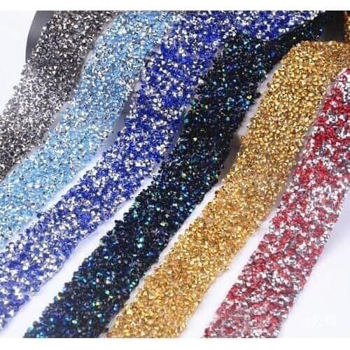 Free Shipping 2yards Resin Stone Hot Fix Banding Rhinestone Chain Trim Applique,Bridal Sash Wedding DIY Accessories LSRT201