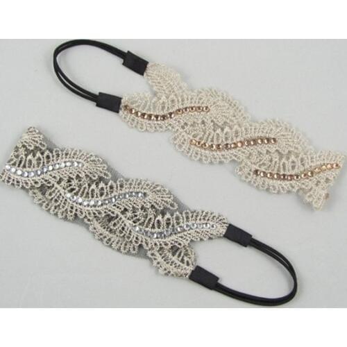 Freeshipping wholesale retail fashion star lace waves flower with gems headband popular fashion hair accessories