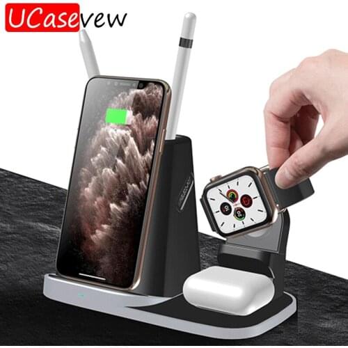 10W 3 in 1 Qi Wireless Charger Stand Fast Charging pen Holder for iPhone 12 11 Pro Max Xr Xs Apple Watch 6 5 4 3 AirPods Pro
