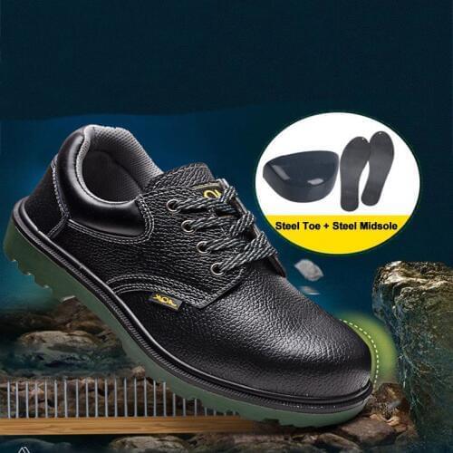 High Quality Work Safety Shoe Boots Anti-Slip Anti-Stab Work Boots Leather Steel Toe Cap And Midsole For Factory Contrusction