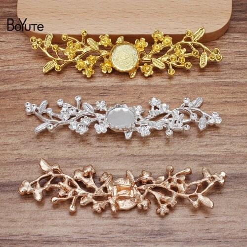 BoYuTe (5 Pieces/Lot) 22*88 MM Metal Alloy Plum Blossom with 12MM Blank Tray Base DIY Handmade Jewelry Accessories