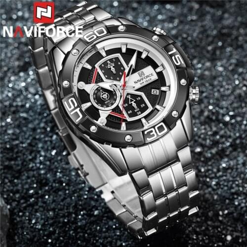 NAVIFORCE Men Watch Sport Man Wristwatch Top Brand Luxury Military Chronograph Auto Date Stainless Steel Quartz Male Clock 8018