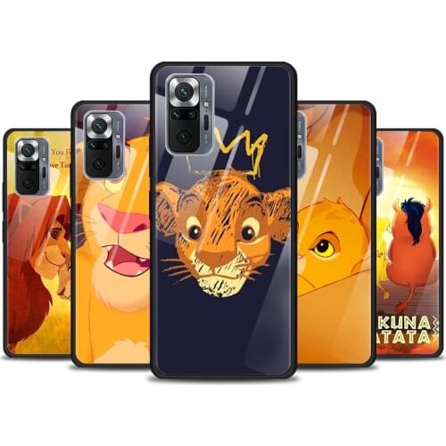 The lion king for Xiaomi Redmi Note 10 Pro Max 10S 9T 9S 9 8T 8 7 Pro 5G Luxury Tempered Glass Phone Case Cover