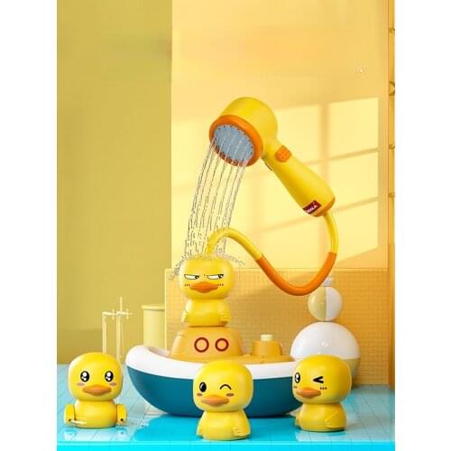 Baby yellow duck bath toy childrens water spray electric duckling boy girl baby shower