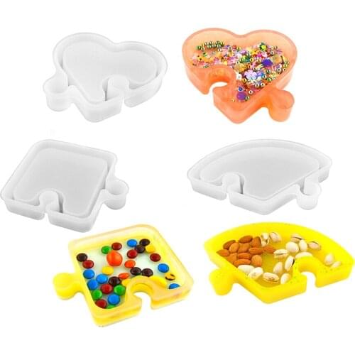 DIY Epoxy Mold Assembled Storage Box Round Square Heart Shape Jewelry Snack Storage Box Silicone Moulds