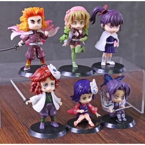 Demon Slayer Figure Tanjirou Nezuko Zenitsu Inosuke Kyoujurou Q Posket PVC Action Figure Collectible Model Toy 6pcs/set