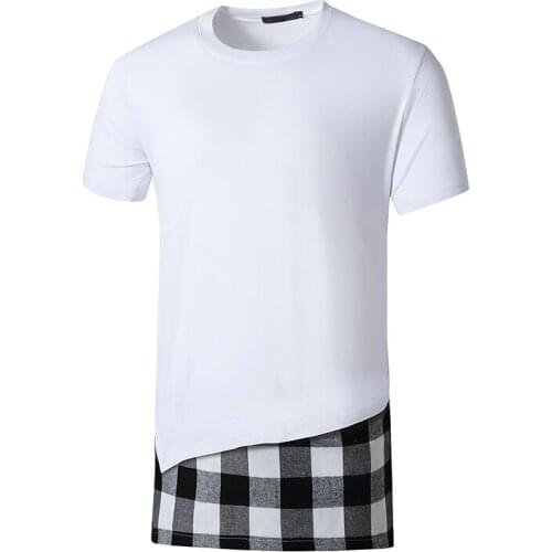 Fashion Harajuku Plaid Oversized T Shirt Men 2022 Summer New Short Sleeve Tee Shirt Homme Japanese Streetwear Casual T-shirt Men