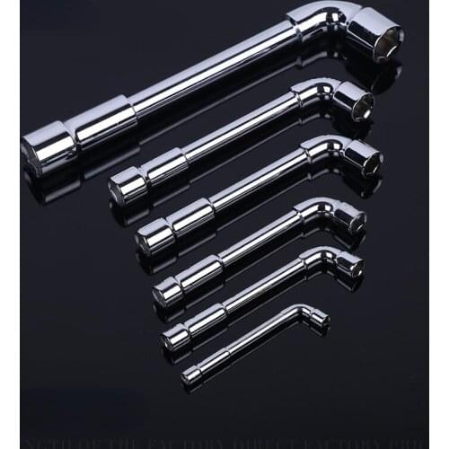 L-shaped Perforated Pipe Socket Wrench, Double-ended Mirror, Inner and Outer Hexagonal Wrenches, Auto Repair Tools