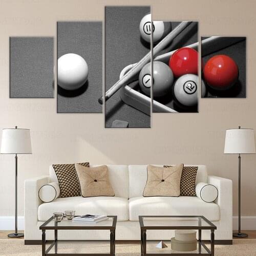 Canvas HD Prints Poster Billiards Wall Artwork Home Decoration Indoor Sports Painting Modular 5 Panel Pictures For Living Room