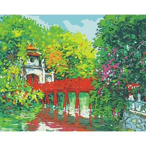 Butterfly Feel 40x50cm Butterfly Leaf House Diy Painting By Numbers Landscape Acrylic Paints Canvas Drawing Handpainted Kits