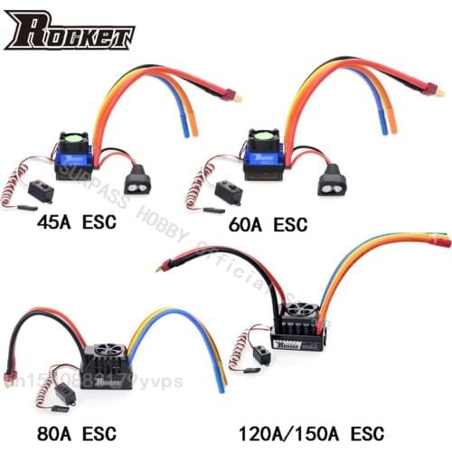 Rocket 45A 60A 80A 120A 150A Brushless ESC Electric Speed Controller for 1/10 1/12 1/8 1/14 Traxxas Kyosho RC Buggy Monster Car