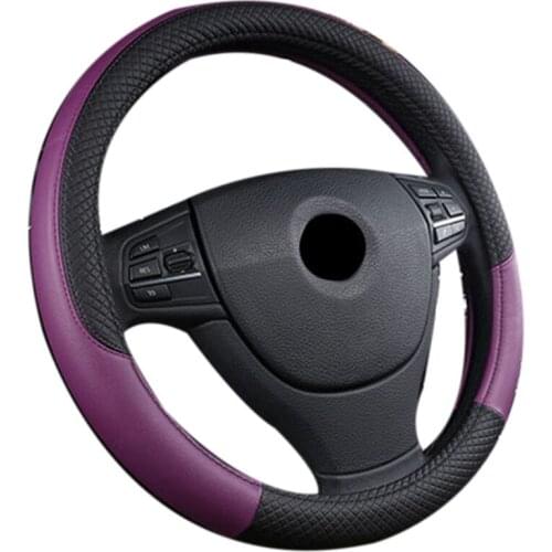 Leather Universal Car Steering-Wheel Cover 38Cm Car-Styling Sport Auto Steering Wheel Covers Anti-Slip Automotive Accessories Bl