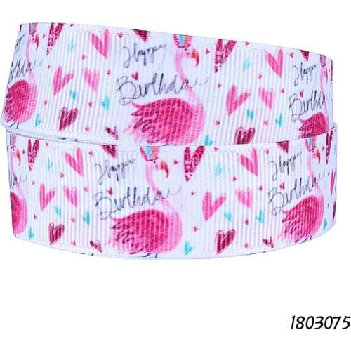 FLRA Ribbon (50 yards/lot) New style heart and flamingo patterns grosgrain ribbon for girls hair bows