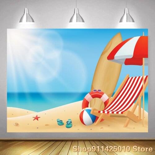 Summer Sun Beach Lounge Chair Series Background Holiday Party Decoration Photography Studio 3D Digital Photo Customized Backdrop
