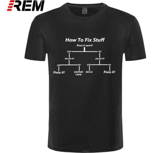 REM Summer Style How To Fix Stuff T-shirt Funny gift for him present DIY engineer builder T Shirt Men Short Sleeve Top Tees