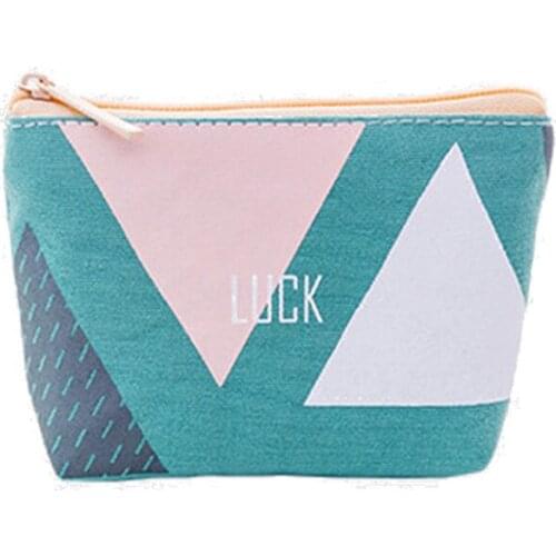 70PCS / LOT Small Fresh Geometry Canvas Zero Purse Creative Cloth Art Zipper Coin Key Bag Sundry Storage Bag