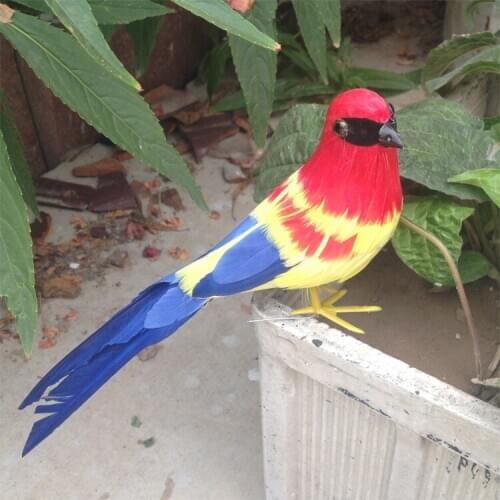 Cute simulation red&yelow bird model foam&furs colourful bird doll gift about 22cm 1808