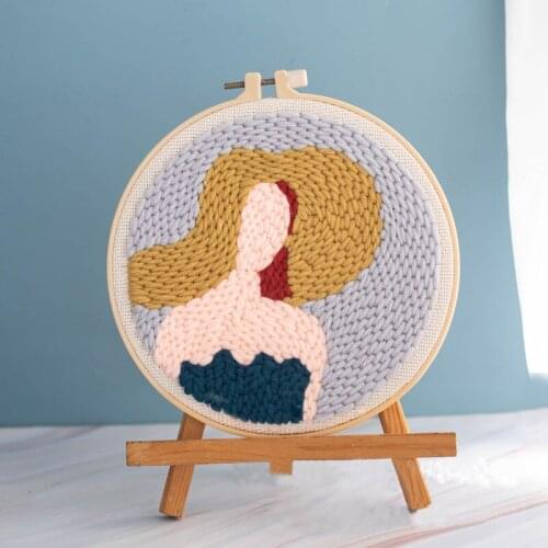 Cute Portraits Series Poking Embroidery Kit Beginners DIY Handcraft Embroidery Material Package Punch Needle Poked Kit Practical