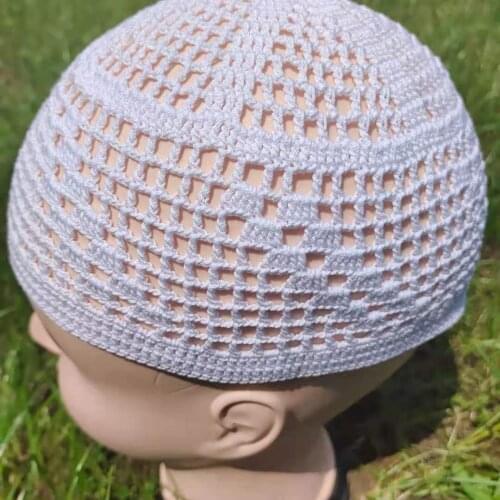 Muslim Hat Cap National Knit Mesh Crochet Manual White Gorro Beanie Turkish Islamic Kufi Taqiya Takke Peci Skull Prayer Elastic