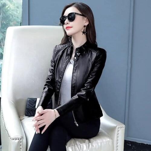 2021 New Autumn And Winter PU Leather Jacket Women Short Coat Young Mothers Wear Imitation Leathe Outwear Female L257