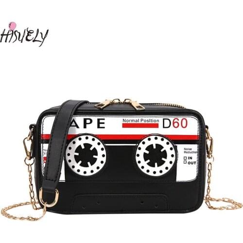 2021 New Cartoon Tape Shape Small Crossbody Bag Women Purses and Handbags Fashion Shoulder Chain Bag Girls Pu Leather Clutch Bag