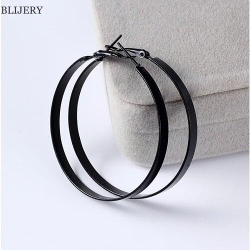 BLIJERY Fashion Black Hoop Earrings for Women Jewelry Punk Big Circle Earrings Basketball Brincos Femme Gift