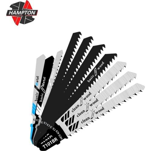 HAMPTON Jig Saw Blade 10pcs T-Shank Jigsaw Blade for Wood Metal Cutting Tool HCS Steel Saw Blade
