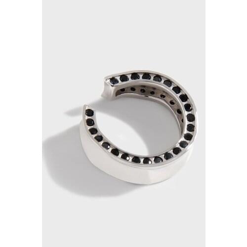 Authentic S925 Sterling Silver Zircon 4A+ Wave Band Ring Fine Jewelry TLJ1655