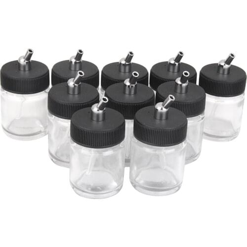 Plastic Airbrush Bottles Two-Action Jars Lid Paint Cup Pigment Separation 22 cc Pack of 10 Multifunctional