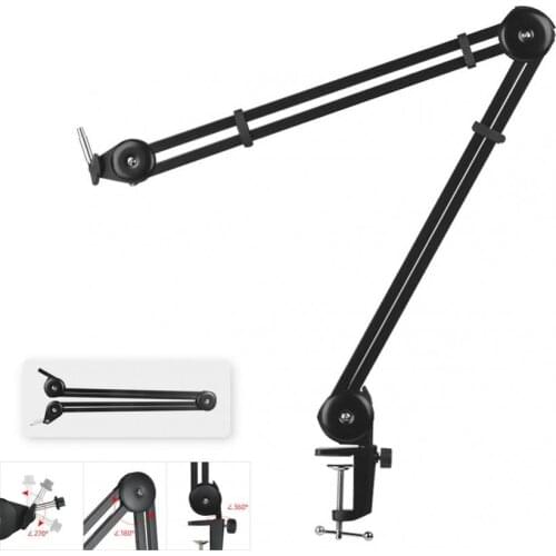 Microphone Boom Arm Stand Heavy Duty Cantilever Bracket Tripod Adjustable Suspension Scissor Spring Built-in Mic Stand for Live