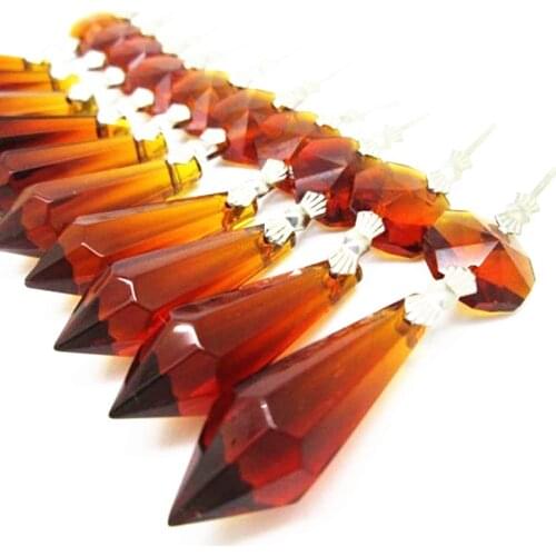 20pcs/lot Brown Crystal Glass Chandelier icicle drop pendants Hanging lighting Prisms Parts height 55mm(2.16")