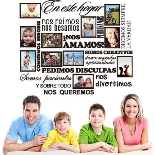 Family photo frame wall sticker Spanish house rules we love you vinyl wall applique wall artist residence decoration DW1006ES
