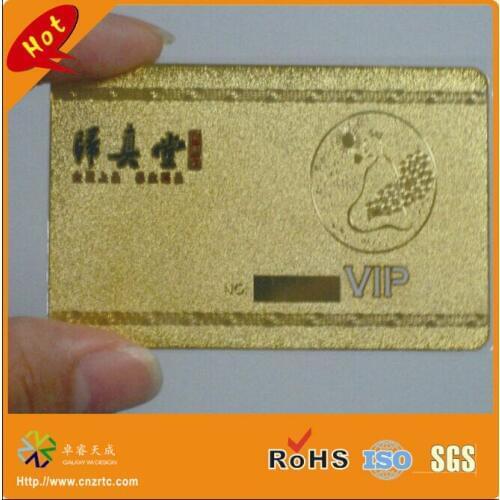 Words embossed metal material frosted gold metal card for vip metal card,membership metal card(0.3mm/0.5mm/0.8mm etc)