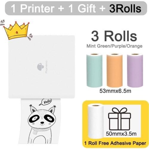 Phomemo Portable M02 Thermal Label Printer 203DPI Mini Photo Pictures Printer For Mobile Android iOS Phone 53mm Pocket Machine