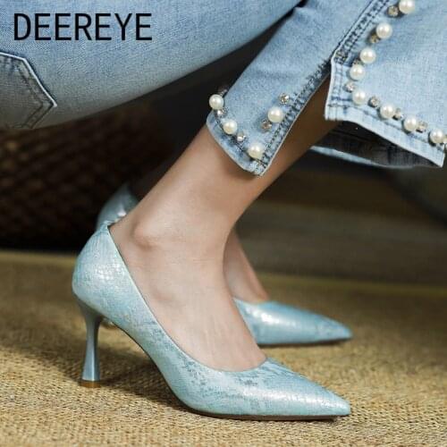 Snake Pattern Stiletto Wedding Dress High-Heeled Pumps Spring Autumn Shallow Mouth Womens Slip-On Party Shoes 2021 Hit HBE366